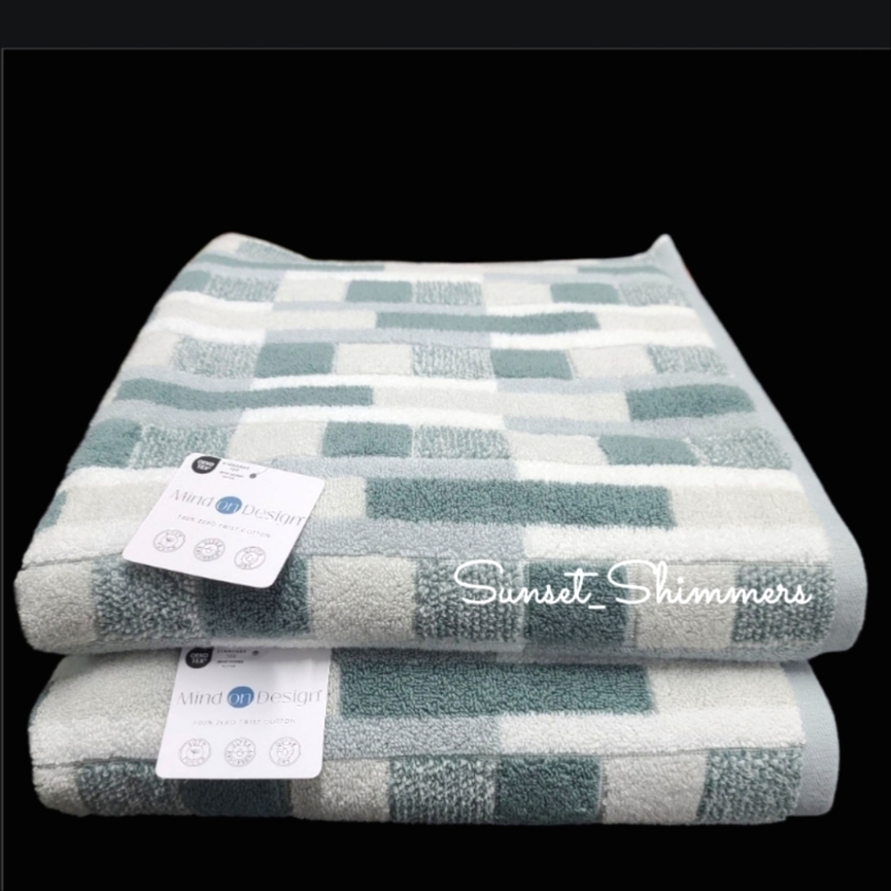 8 Mind on Design Color Block Zero Twist Cotton Bath Hand Washcloth Towel Set NEW - Picture 5 of 7